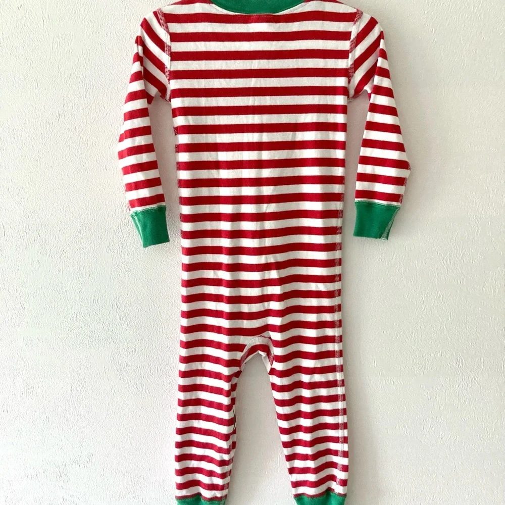 Hanna Andersson Red and White Striped Zip Pajamas In Organic Cotton Size 3